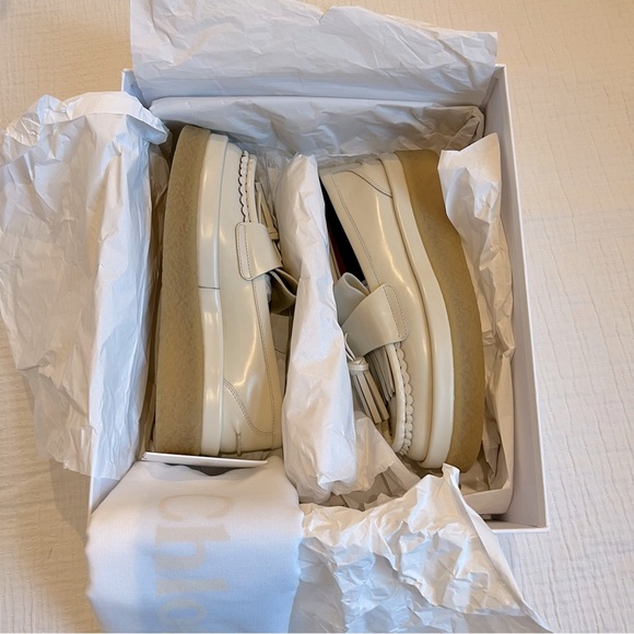 Chloe Jamie Tassel Platform Loafers in Ivory, Size 37 - Picture 6 of 15
